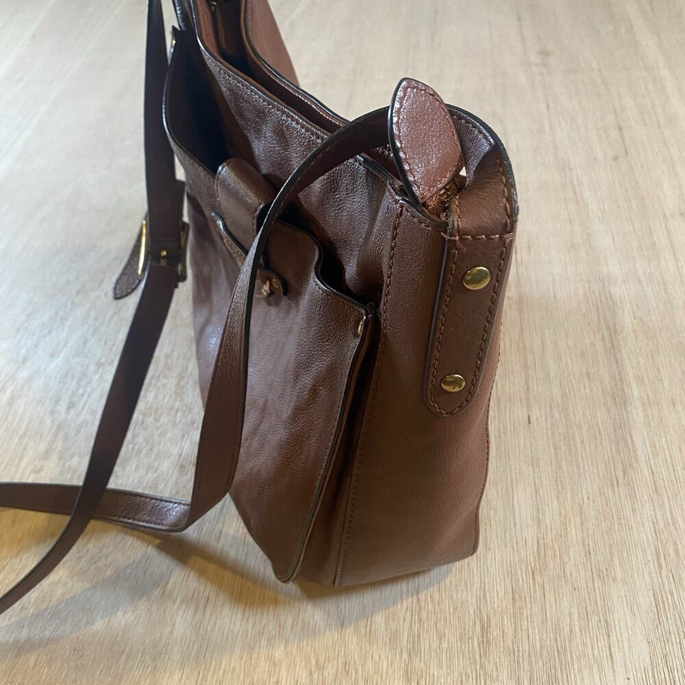 FRYE Olivia Large Leather Crossbody Shoulder Bag in Cognac-Originally $378 - Picture 8 of 14